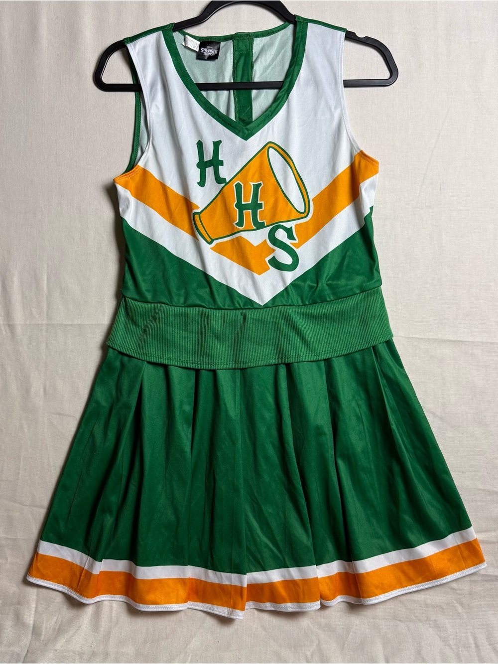 Green & White Cheer Dress with Gold Accent Megaphone